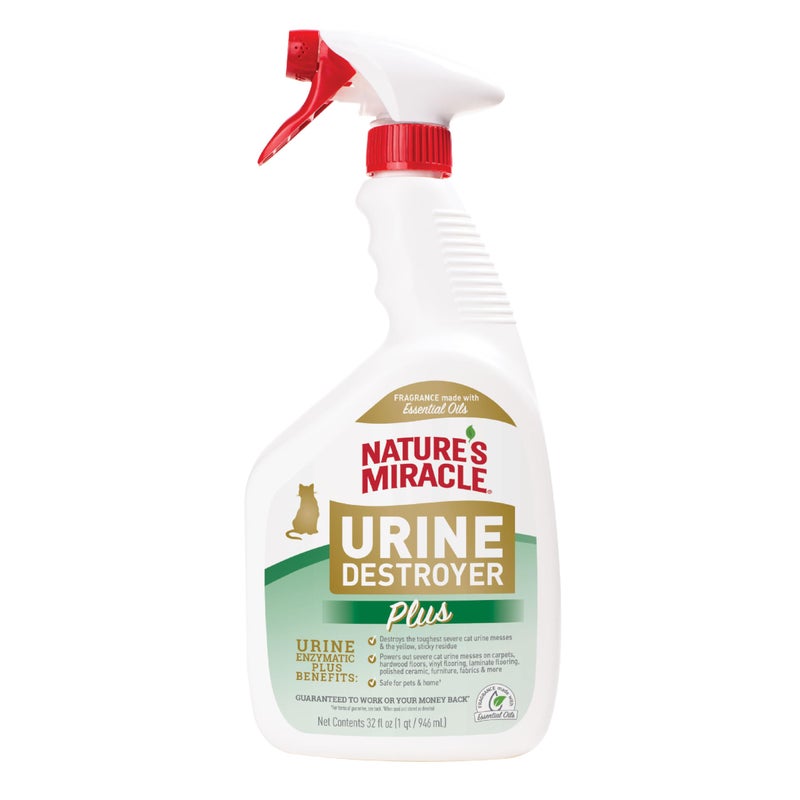 Nature's Miracle Natureâ€™s Miracle Urine Destroyer Plus Cat, 32 Ounces, Enzymatic Formula, Ready-to-Use - Image 1