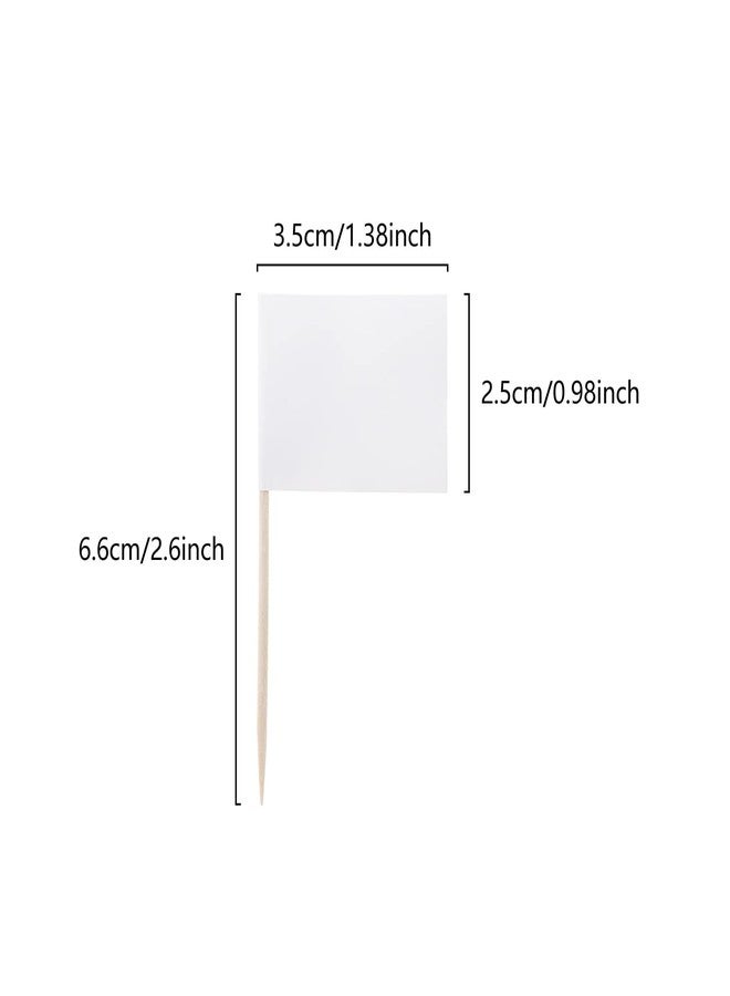 HSYMQ 100 Pieces Blank Toothpick Flags Cheese Markers Food Labels for Party Buffet Cheese Labels for Charcuterie Board Cocktail Picks for Appetizers (White) - Image 2
