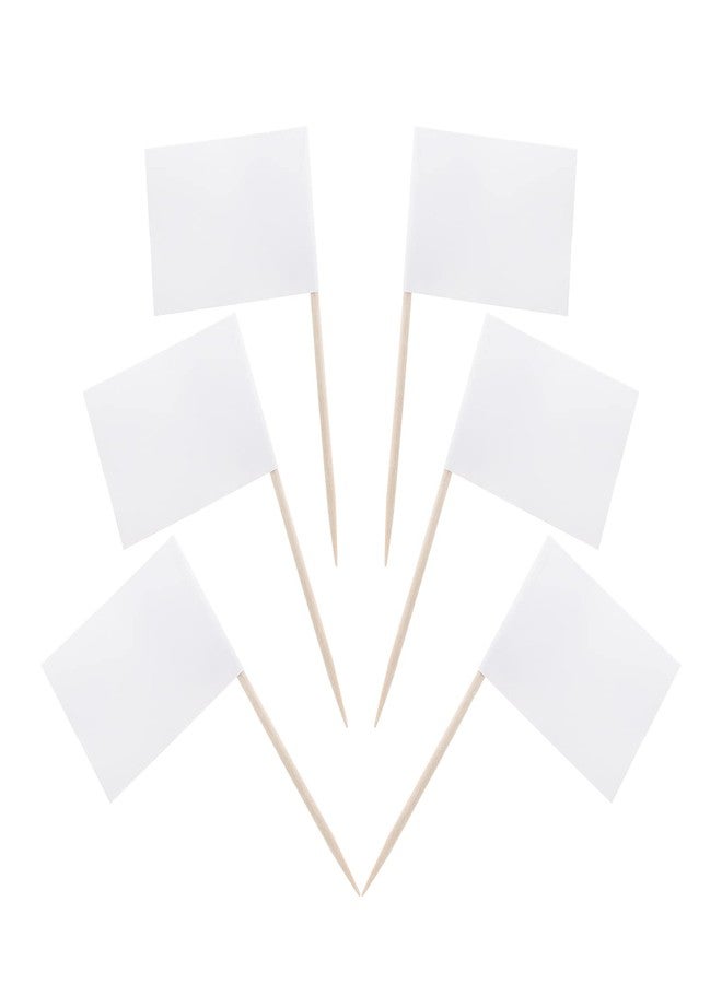HSYMQ 100 Pieces Blank Toothpick Flags Cheese Markers Food Labels for Party Buffet Cheese Labels for Charcuterie Board Cocktail Picks for Appetizers (White) - Image 1
