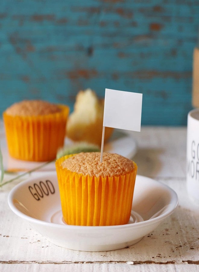 HSYMQ 100 Pieces Blank Toothpick Flags Cheese Markers Food Labels for Party Buffet Cheese Labels for Charcuterie Board Cocktail Picks for Appetizers (White) - Image 4