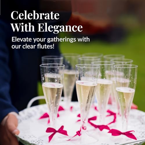 Prestee Set of 200 Plastic Champagne Flutes - Clear Champagne Glasses for Parties, Weddings, Events - 4.5 oz Disposable Drinkware - Elegant Stemware for Toasts Cocktails Mimosas - Image 2