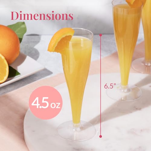 Prestee Set of 200 Plastic Champagne Flutes - Clear Champagne Glasses for Parties, Weddings, Events - 4.5 oz Disposable Drinkware - Elegant Stemware for Toasts Cocktails Mimosas - Image 3