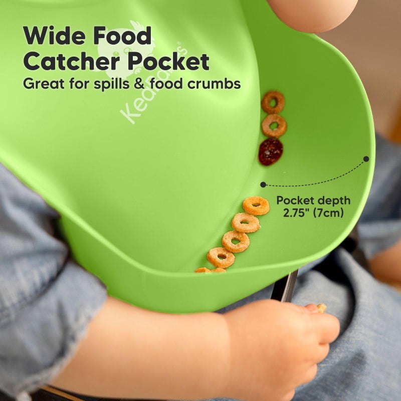 KeaBabies 2-Pack Silicone Baby Bibs for Eating - Sturdy Food-Grade Silicone Bibs for Babies Girl, Boy, Large Food Catcher, Clean & Put On Easily, Waterproof Toddler Feeding Essentials (Cloud Nine) - Image 4