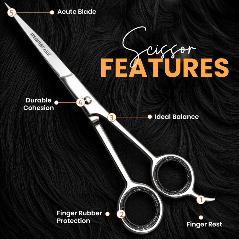Utopia Care Hair Cutting and Professional Hairdressing Scissors 6.5 Inch, Premium Stainless Steel Shears with Smooth Razor and Sharp Edge Blades for Salons, Men, Women and Kids, Silver - Image 3