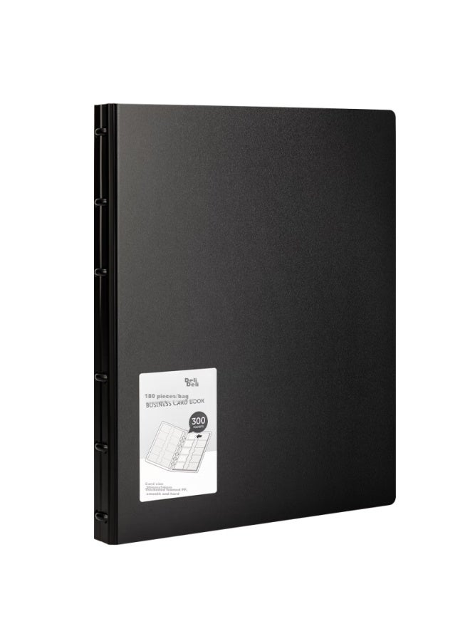 Deli Business Loose-leaf Business Card Holder, Large Capacity Business Card Storage Pouch, Office Supplies, Black 5780 - Image 2