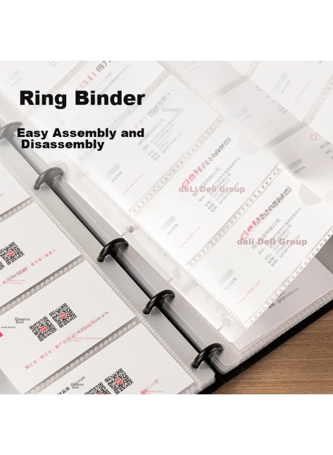 Deli Business Loose-leaf Business Card Holder, Large Capacity Business Card Storage Pouch, Office Supplies, Black 5780 - Image 4