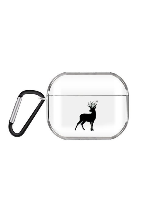 Case Cover For AirPods Pro 3 Cartoon Pattern Transparent TPU Earphone Case with Keychain Deer
