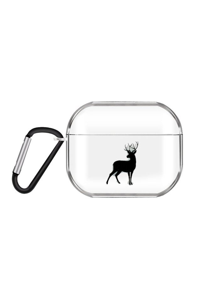 Generic - Case Cover For AirPods Pro 3 Cartoon Pattern Transparent TPU Earphone Case with Keychain Deer - Image 1