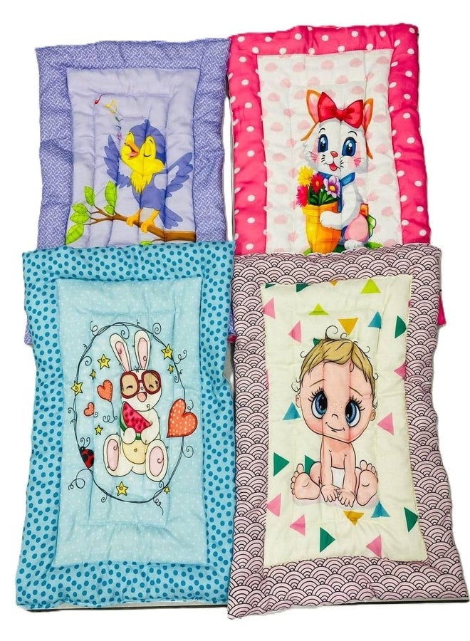 RUMPES New Born Baby Godadi Pack of 4 Combo Set Soft Cotton Baby godi| Godari | Baby Bed | Crib Sheet | Bedding Set | Multicolor(Set of 4) (Puple,Pink,Blue,Cream) - Image 1