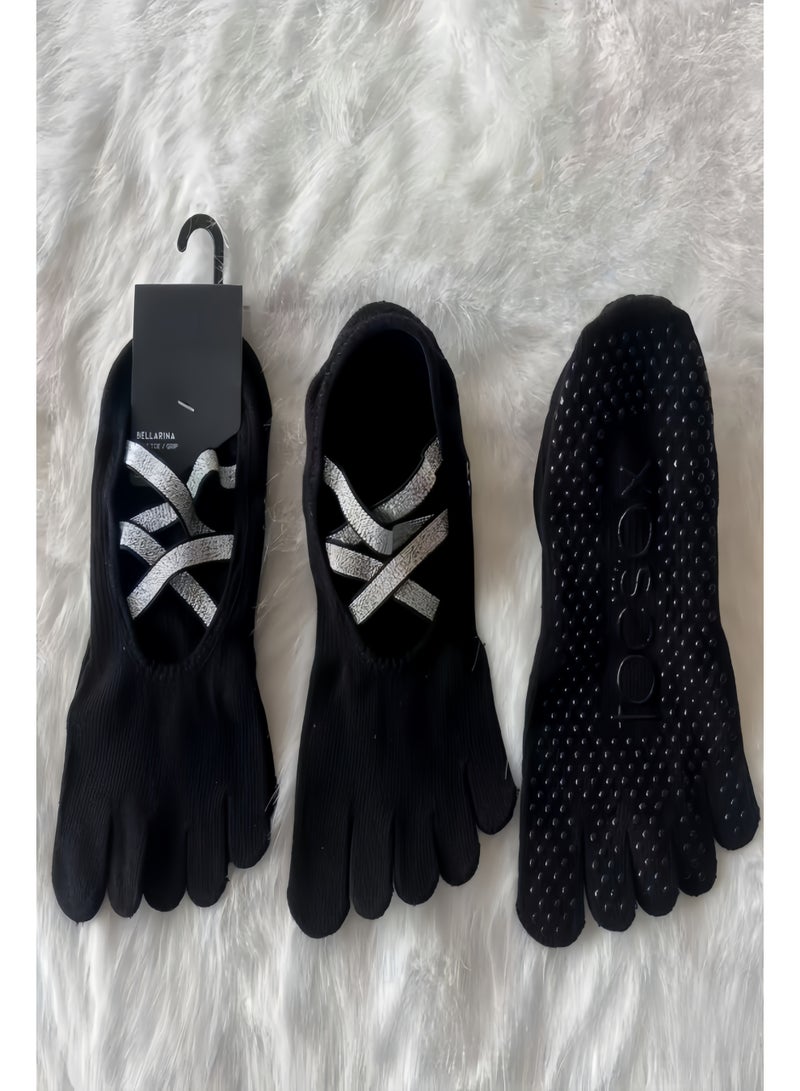 Toesox Anti-Slip Five Toe Socks for Women, Professional Yoga Pilates Socks, Non Slip Indoor Fitness Dance Workout Socks