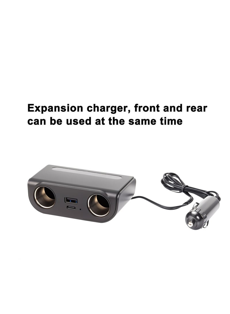 MOB Dual Socket Car Charger with USB Type-A & Type-C | 12-24V | 2.4A | 120cm Cable - Image 2