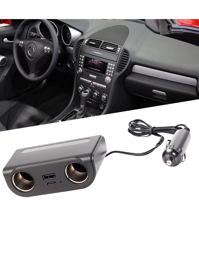 MOB Dual Socket Car Charger with USB Type-A & Type-C | 12-24V | 2.4A | 120cm Cable - Image 3