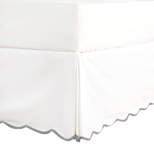 Hi -G HIG OffWhite Chic Full Bed Skirt Easy Fit Scallop Edge Pleated Bedskirts 14 Inch Drop AntiSlip Dust Ruffle Thick Fabric for Enhanced Privacy PreWashed for LongLasting UseN60022 - Image 1