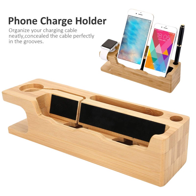 Bamboo Charging Station For Multiple Devices With Cable Management - Image 5