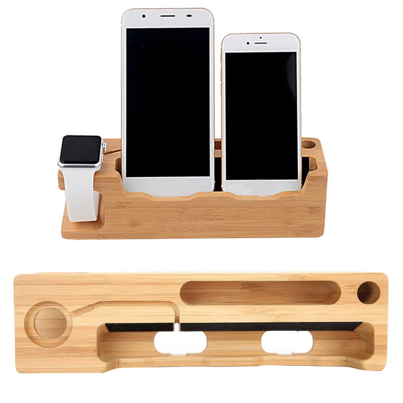 Bamboo Charging Station For Multiple Devices With Cable Management - Image 3