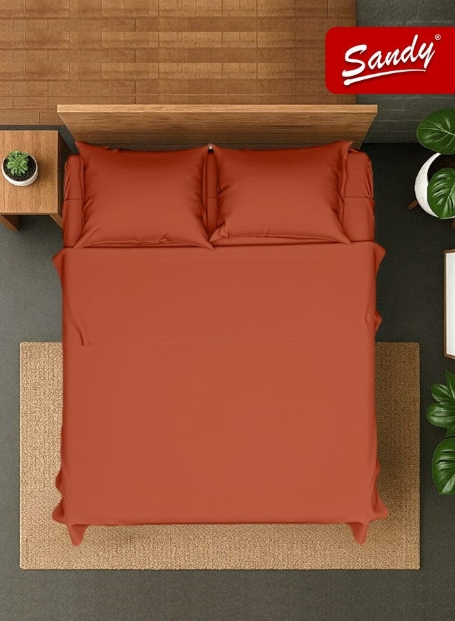 ساندي طقم شراشف سرير ساندي فاخر بجودة الفنادق شرشف مسطح وشرشف مطاط مع أغطية مخدات، طقم من أربعة قطع، شديد النعومة وجيد التهوية وبارد, مقاس نفرين كينج (259 × 274 سم & 200 × 200 +30 سم), طوبي - Image 1