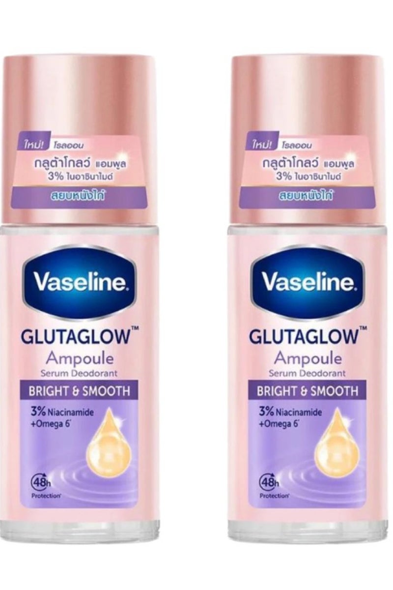 فازلين سيروم رول أون جلوتا جلو أمبول مزيل للعرق ناعم ومشرق 45 مل قطعتين
