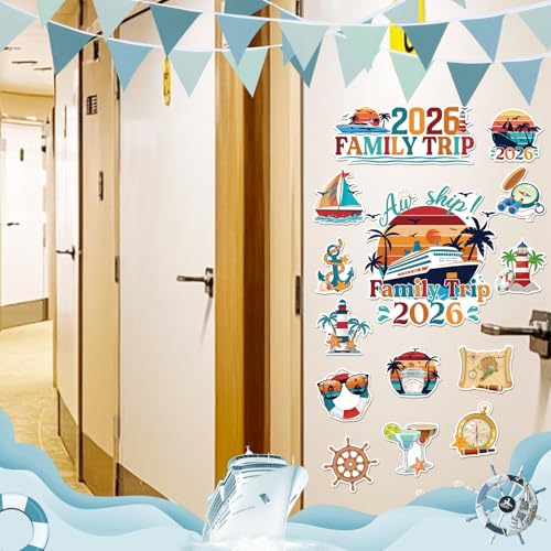 Dazoratix Retro Cruise Door Decorations - 20 Pcs Family Trip 2026 Ship Magnetic Stickers Funny Cabin Anchor Stateroom Magnets Decals for Carnival Party Holiday Decor Refrigerator Garage Cars Supplies - Image 5