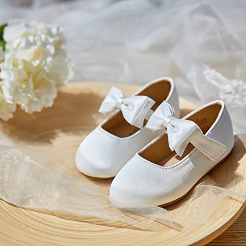 Felix & Flora Girls Dress Shoes - Mary Jane Ballet Flats Party Wedding School Size 7(White,Toddler) - Image 4