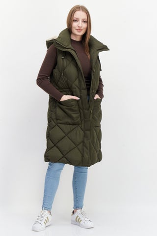 Women Hooded Sleeveless Quilted Long Vest, Dark Olive - pzsku/ZD0690422F59EC02BE58BZ/45/1746211836/770b0cf1-64a6-48c4-abd3-6709173dc128