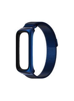 Three-bead Metal Stainless Steel Wristband For Galaxy Fit 2 Milanese Clasp Magnetic Suction Fitness Tracker Band-Color:MILAN MAGNETIC-BLUE