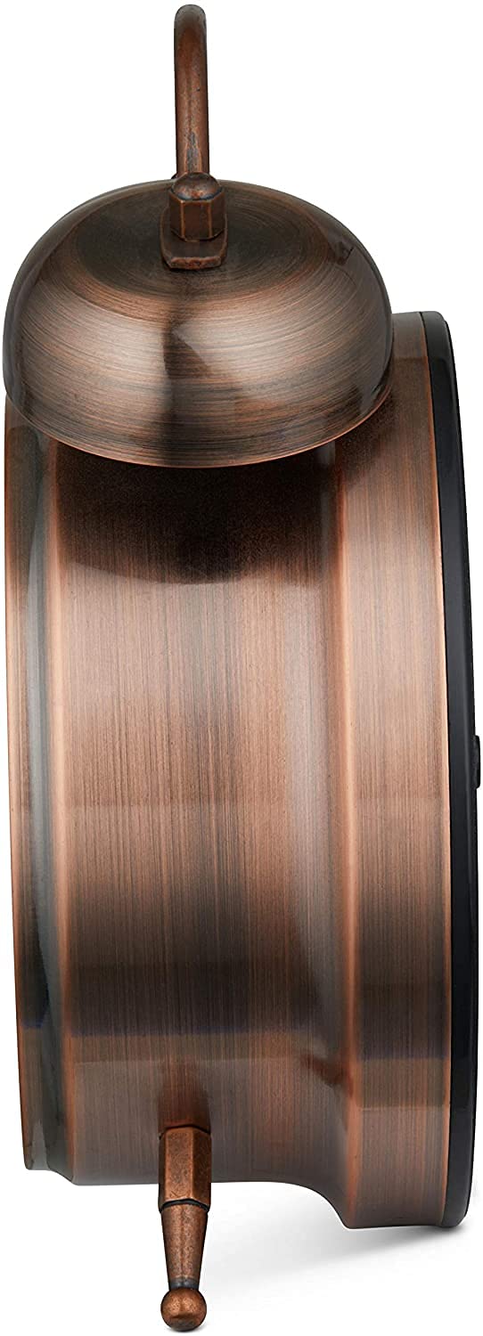 ENTRAXA Alarm Clock Twin Bell Retro Copper Metal Extra Loud Quartz Battery Operated with Old Fashioned Decorative Desk Clocks Copper - Image 2