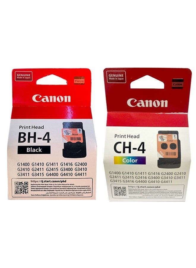كانون رأس الطباعة BH-4 أسود و CH-4 ملون للاستخدام: G1400 G1410 G1411 G1416 G2400 G2410 G2411 G2415 G3400 G3410 G3411 G3415 G4400 G4411. - Image 1