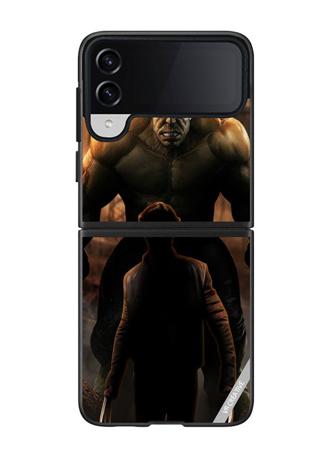 VR CREATIVE Protective Case Cover For Samsung Galaxy Z Flip4 Hulk Vs Xman Design Multicolour - Image 1