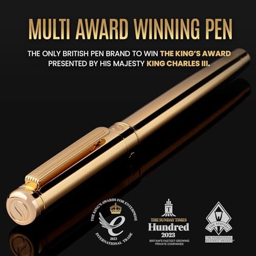 Scriveiner Luxury Fountain Pen - Stunning Gold Pen, Real Gold Plating, Schmidt Gilded Nib (Medium), Converter, Best Pen Gift Set for Men & Women, Professional, Executive, Office, Nice Pens - Image 2
