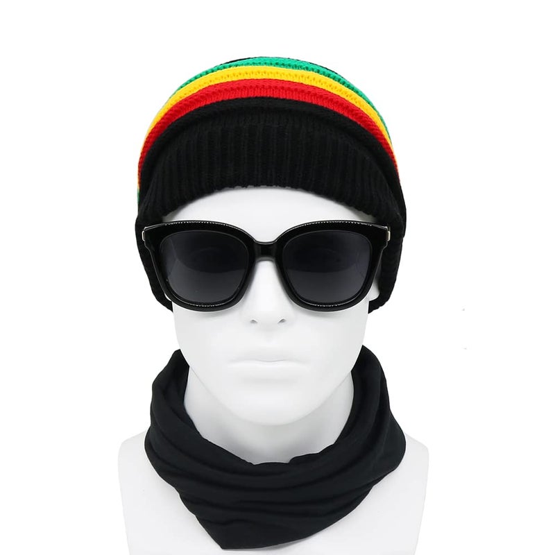 Bandelt Unisex Jamaica Reggae Cap Rasta Slinky Beanie Multi-Colour Striped Slouchy Baggie Beanie Skullies Gorro Rasta Hat - Image 5