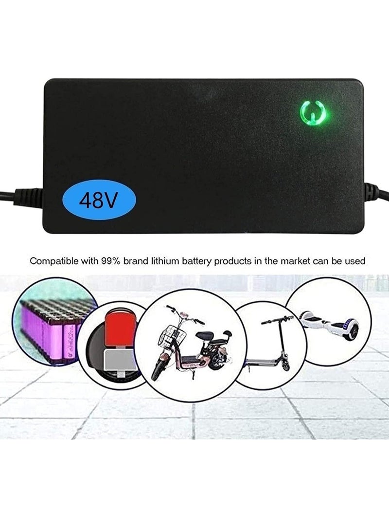 54.6V 2A Electric Scooter Charger – 48V Lithium Battery Charger, Universal Hoverboard Charger with LED Indicator, for 2-Wheel Self Balancing Hoverboard, Drifting Board & Electric Bicycle