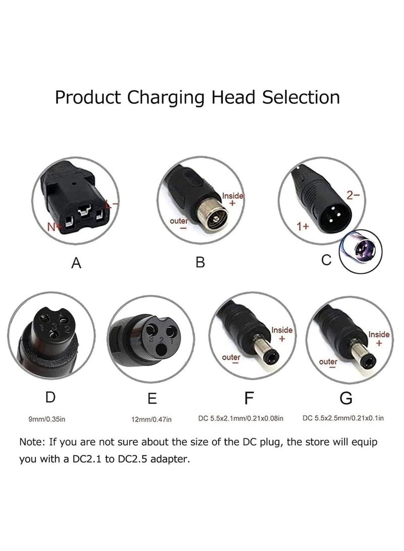 54.6V 2A Electric Scooter Charger – 48V Lithium Battery Charger, Universal Hoverboard Charger with LED Indicator, for 2-Wheel Self Balancing Hoverboard, Drifting Board & Electric Bicycle