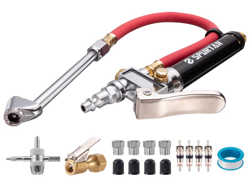 مقياس نفخ إطارات السيارات سبورتار 10-120 PSI مع أداة 4 طرق ونوى صمامات، مسدس ضغط إطارات السيارات مع خرطوم هواء 12" للشاحنات والدراجات النارية والدراجات الهوائية - Image 1
