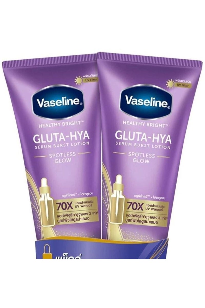فازلين هيلثي برايت جلوتا-هيا سيروم بيرست لوشن سبوتلس جلو 290 مل، قطعتين - Image 3