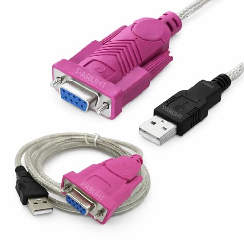 PARUHT USB to RS232 Serial Port Adapter Cable, USB2.0A Male to RS-232 Female 9 Pin Connector Pink Cable Adapter, PHTUSBRS232PNK-MF - Image 1