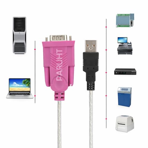 PARUHT USB to RS232 Serial Port Adapter Cable, USB2.0A Male to RS-232 Female 9 Pin Connector Pink Cable Adapter, PHTUSBRS232PNK-MF - Image 4