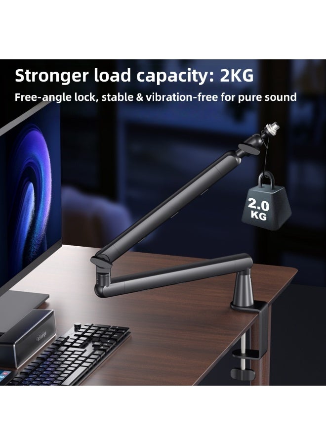 FlashHawk Microphone Boom Arm, Low Profile Adjustable Stick Microphone Arm Stand, for Podcast Streaming Gaming Studio - Image 4