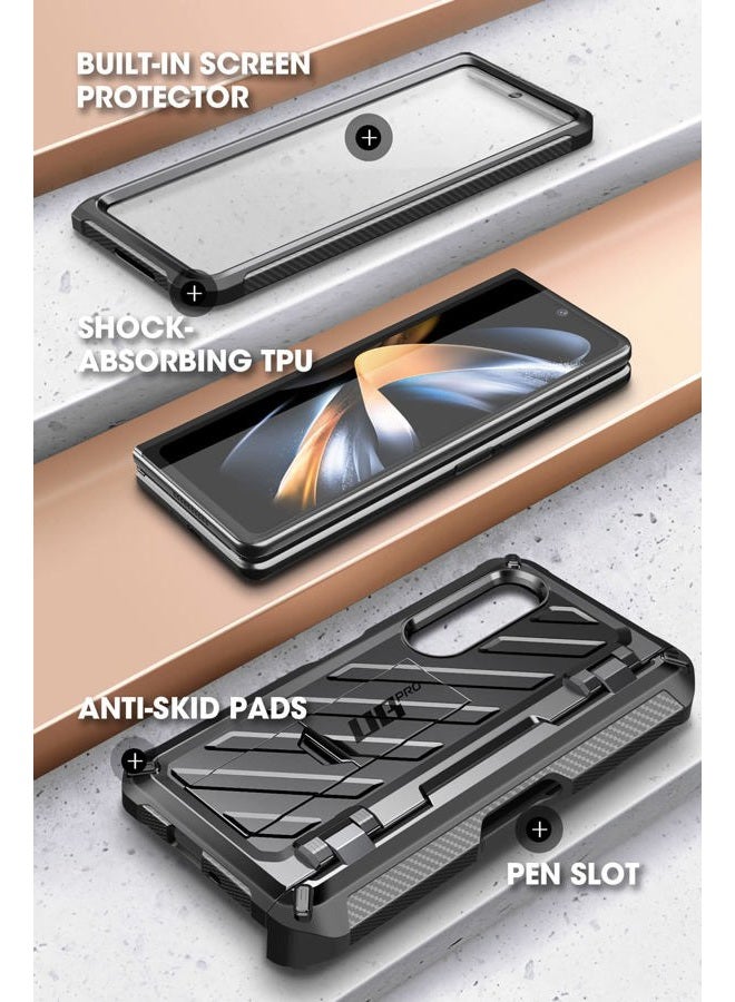 SupCase [Unicorn Beetle Pro Series] Case Designed For Samsung Galaxy Z Fold 4 5G (2022 Release), Full-Body Dual Layer Rugged Protective Case with Built-in Screen Protector - Black - Image 4