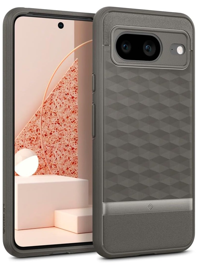 Caseology Parallax [Grade Drop Tested] TPU Case for Google Pixel 8 Case 5G, 3D Pattern (2023) - Ash Gray - Image 1