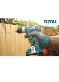 TOTAL Super Total 20V Lithium-Ion Cordless Drill with 47 Accessories - 45Nm Max Torque, Dual Speed, Integrated Work Light & 2 Battery Pack  - Image 3