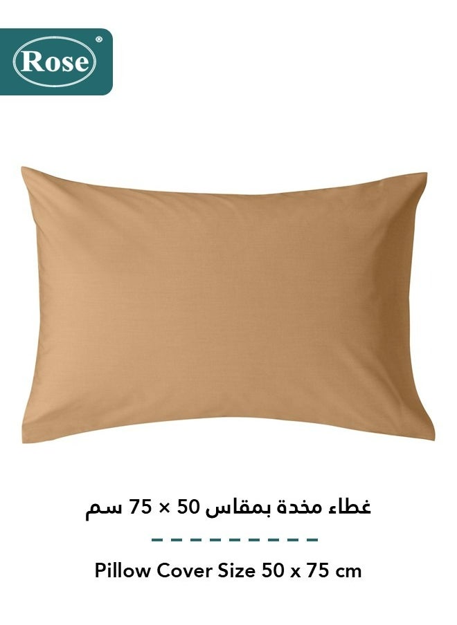 Rose - Rose Luxurious Plain Fitted Sheet with Deep Pockets and Pillow Case, Bed Sheet 2-Pieces Set, Soft & Cozy Microfiber Breathable and Cooling, Extra Twin Size 120x200+38 cm, Camel - Image 1