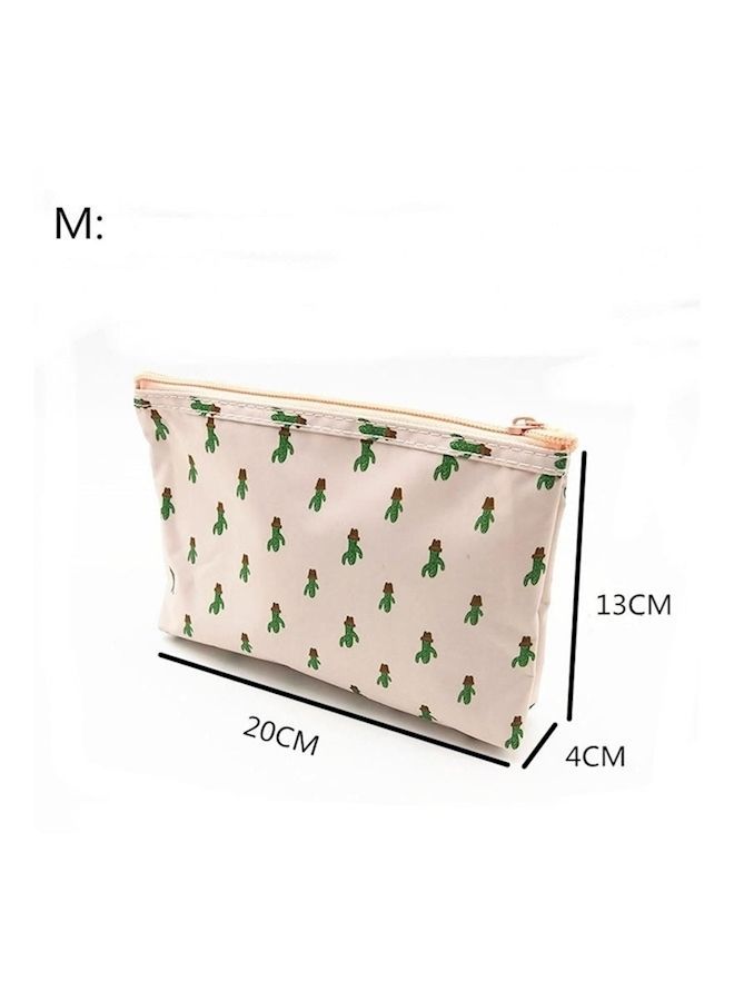 NIBEMINENT 3-Piece Cactus Printed Cosmetic Bag Clear/Beige/Green - Image 5