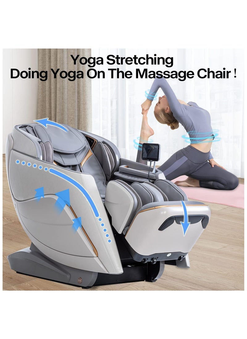 iRest 4D Massage Chair Recliner Zero Gravity Shiatsu Massager with AI Voice Control SL Track Heating Touch Screen Quick Access Buttons