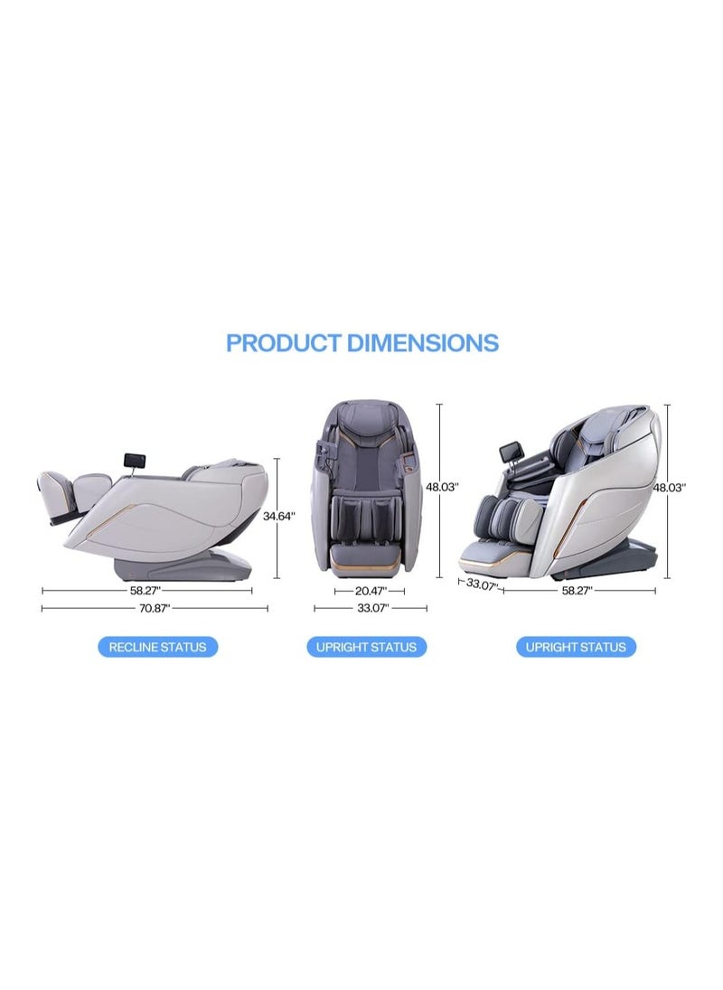 iRest 4D Massage Chair Recliner Zero Gravity Shiatsu Massager with AI Voice Control SL Track Heating Touch Screen Quick Access Buttons