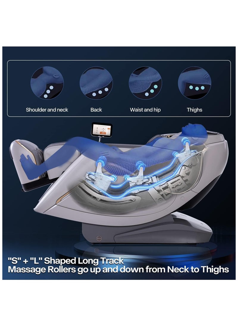 iRest 4D Massage Chair Recliner Zero Gravity Shiatsu Massager with AI Voice Control SL Track Heating Touch Screen Quick Access Buttons