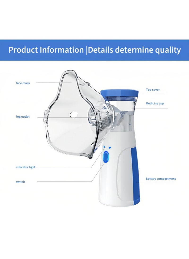 Portable Nebulizer, Mini Nebulizer, USB Rechargeable Handheld, Two Ways of Use, Suitable for Adults and Children with Breathing Problems