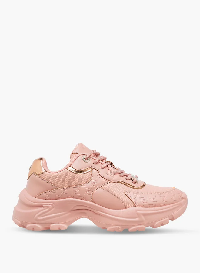 Paprika Monogram Embossed Sneakers with Lace-Up Closure