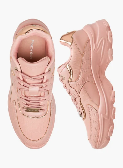 Paprika Monogram Embossed Sneakers with Lace-Up Closure
