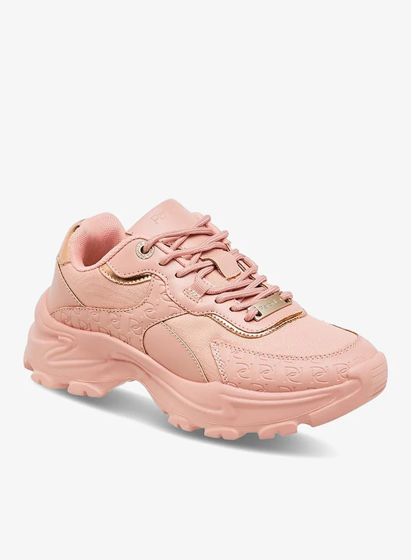 Paprika Monogram Embossed Sneakers with Lace-Up Closure