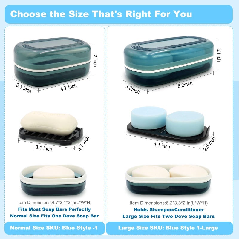 HAYSNA Travel Soap Container, Bar Soap Holder, Portable Soap Case, Soap Dish with Lid for Traveling, Camping, Gym, Bathroom (Blue Style-1) - Image 4